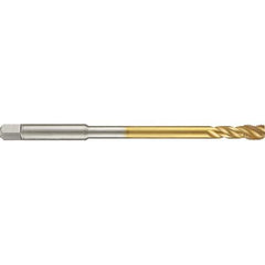 Guhring - 1/4-28 UNF 3 Flute 2B Modified Bottoming Spiral Flute Tap - High Speed Steel, TiN Finish, 6" OAL, Right Hand Flute, Right Hand Thread, H3/H4, Series 4288 - Exact Industrial Supply