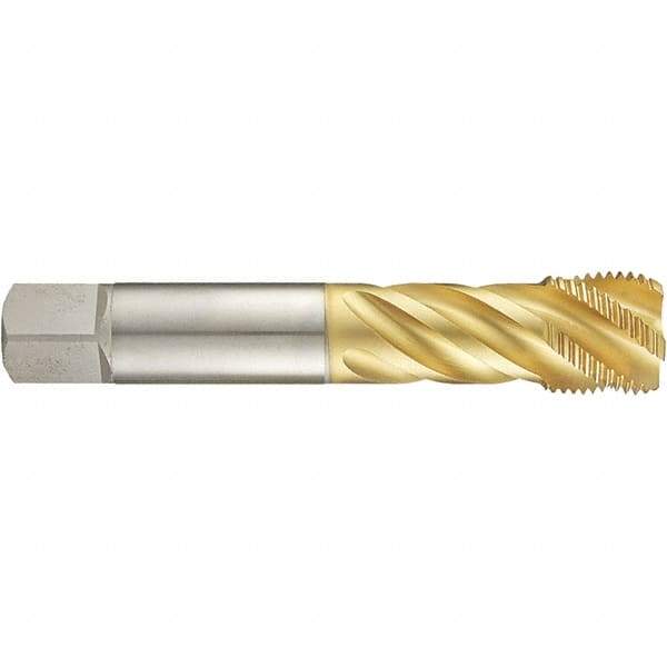 Guhring - 1-8 UNF 4 Flute 2B Modified Bottoming Spiral Flute Tap - High Speed Steel, TiN Finish, 6.2992" OAL, Right Hand Flute, Right Hand Thread, H6, Series 4289 - Exact Industrial Supply