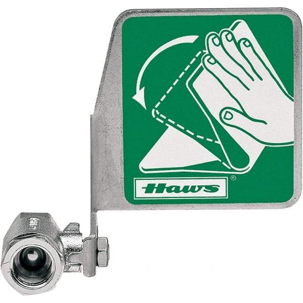 Haws - 1/2" Inlet, 7" Long x 5" Wide x 3" High, Stainless Steel Plumbed Wash Station Stay-Open Ball Valve - Green Matting, Compatible with Combination Drench Shower & Eye/Face Wash Stations - Exact Industrial Supply