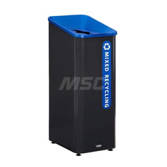 Trash Cans & Recycling Containers; Product Type: Recycling Container; Container Capacity: 23 gal; Container Shape: Square; Lid Type: Bottle/Can Opening; Container Material: Metal; Color: Blue; Black