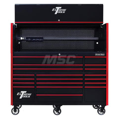 Tool Storage Combos & Systems; Type: Roller Cabinet with Hutch Combo; Drawers Range: More than 15 Drawers; Number of Pieces: 2.000; Width Range: 72″ and Wider; Depth Range: 30″ and Deeper; Height Range: 60″ and Higher; Color: Combo Black with Red Trim; Ty