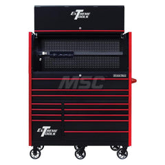 Tool Storage Combos & Systems; Type: Roller Cabinet with Hutch Combo; Drawers Range: 10 - 15 Drawers; Number of Pieces: 2.000; Width Range: 48″ - 71.9″; Depth Range: 24″ - 29.9″; Height Range: 60″ and Higher; Color: Combo Black with Red Trim; Type: Roller