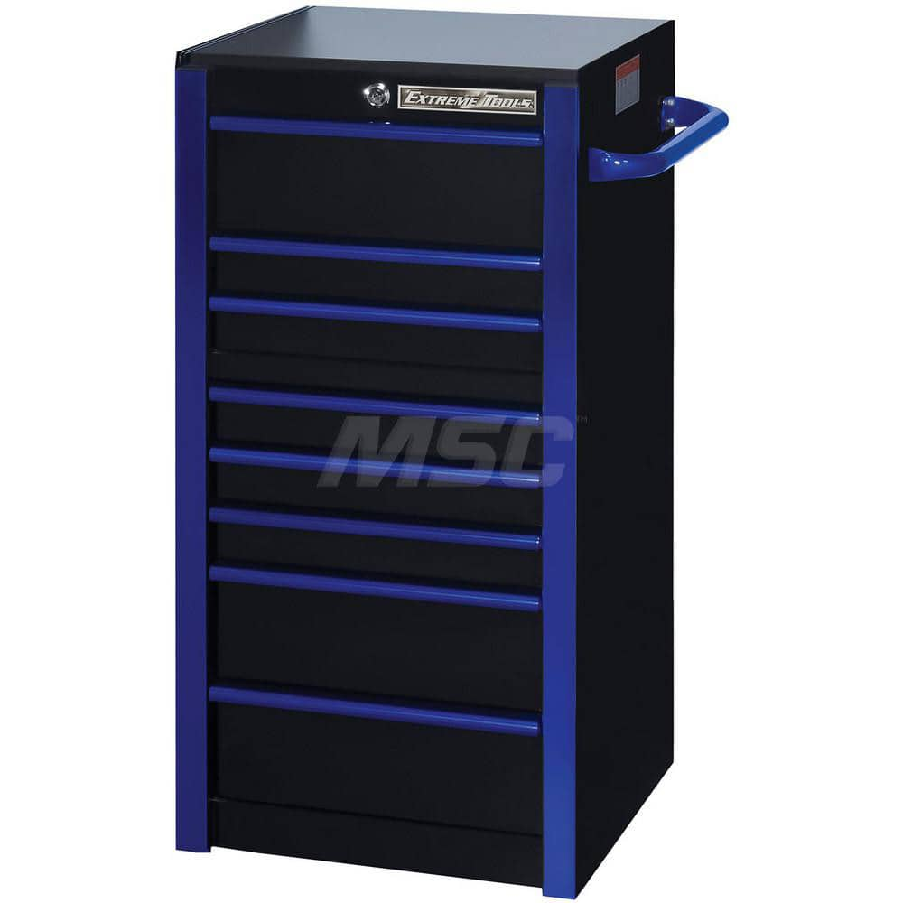 Bases & Risers & Add-Ons; Type: Side Cabinet; For Use With: RX722519RCBKBU; RX722501HCBKBU; Width (Inch): 46; Depth (Inch): 26; Number Of Drawers: 7.000; Height (Inch): 21; For Use With: RX722519RCBKBU; RX722501HCBKBU; Color: Cabinet Black; Trim Blue; Num