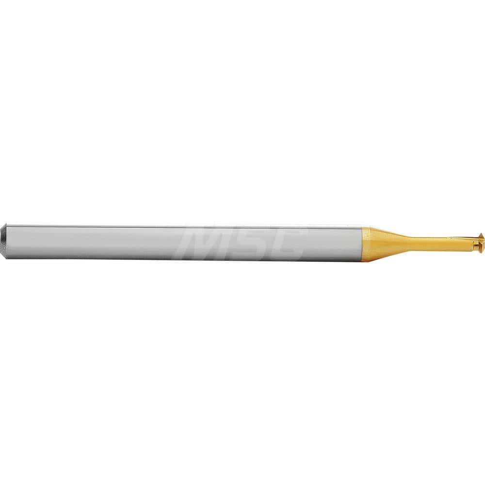 Single Profile Thread Mill: #6-32 & #6-40, 32 to 40 TPI, Internal, 3 Flutes, Solid Carbide 0.1″ Cut Dia, 1/8″ Shank Dia, TiN-T21 Coated