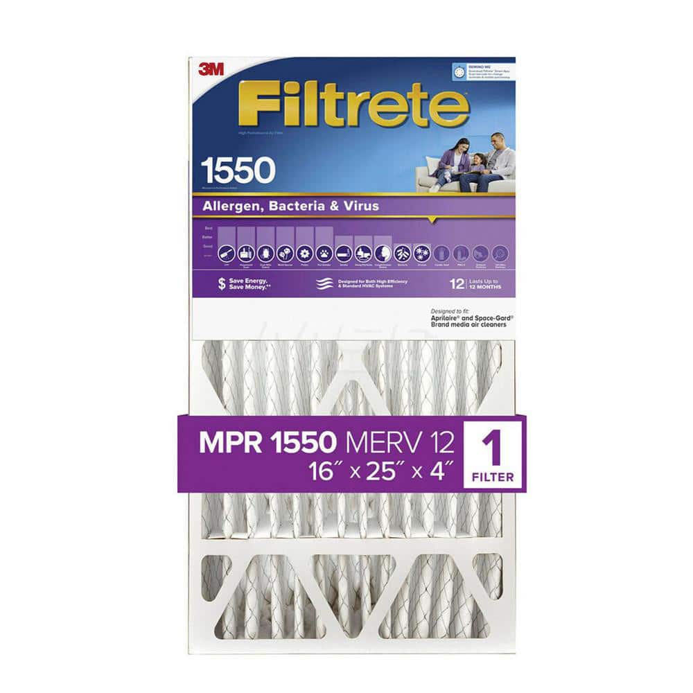 Pleated Air Filter: 16 x 20 x 1″, MERV 12, 55% Efficiency Polypropylene