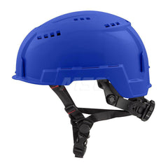 Hard Hat: Impact Resistant, Climbing, Class C, 2-Point Suspension Blue, Polyethylene, Vented, Slotted