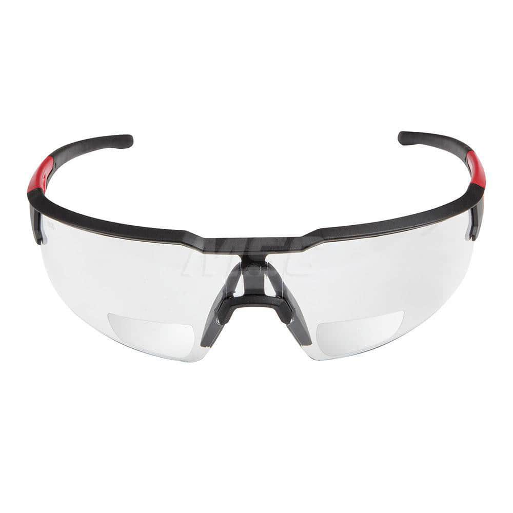 Magnifying Safety Glasses: +1.5, Clear Lenses, Anti-Fog & Scratch Resistant Black Frames, Half-Framed, Fixed Temple