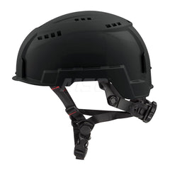 Hard Hat: Impact Resistant, Climbing, Class C, 2-Point Suspension Black, Polyethylene, Vented, Slotted
