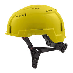 Hard Hat: Impact Resistant, Climbing, Class C, 2-Point Suspension Yellow, Polyethylene, Vented, Slotted