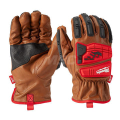Cut, Puncture & Abrasive-Resistant Gloves: 2X-Large, ANSI Cut A3, ANSI Puncture 2, Acrylic & Terry Lined, Leather Brown, Smooth Grip, ANSI Abrasion 2