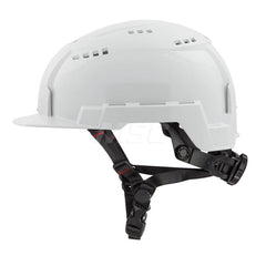 Hard Hat: Impact Resistant, Front Brim, Class C, 2-Point Suspension White, Polyethylene, Vented, Slotted