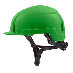 Hard Hat: Impact Resistant, Front Brim, Class E, 2-Point Suspension Green, Polyethylene