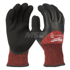 Cut, Puncture & Abrasive-Resistant Gloves: Size M, ANSI Cut A3, ANSI Puncture 0, Latex, Nylon Red, Palm & Fingers Coated, Acrylic, Terry & Thermal Lined, Nylon Back, Smooth Grip, ANSI Abrasion 0