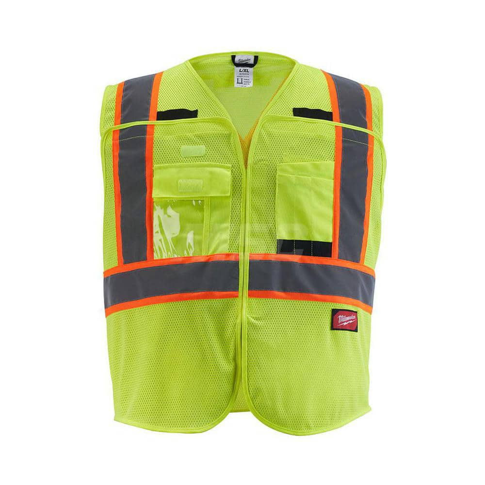 High Visibility Vest: 2X & 3X-Large Yellow, Zipper Closure