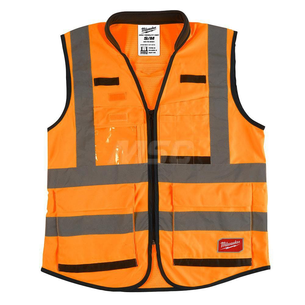 High Visibility Vest: Small & Medium Orange, Zipper Closure