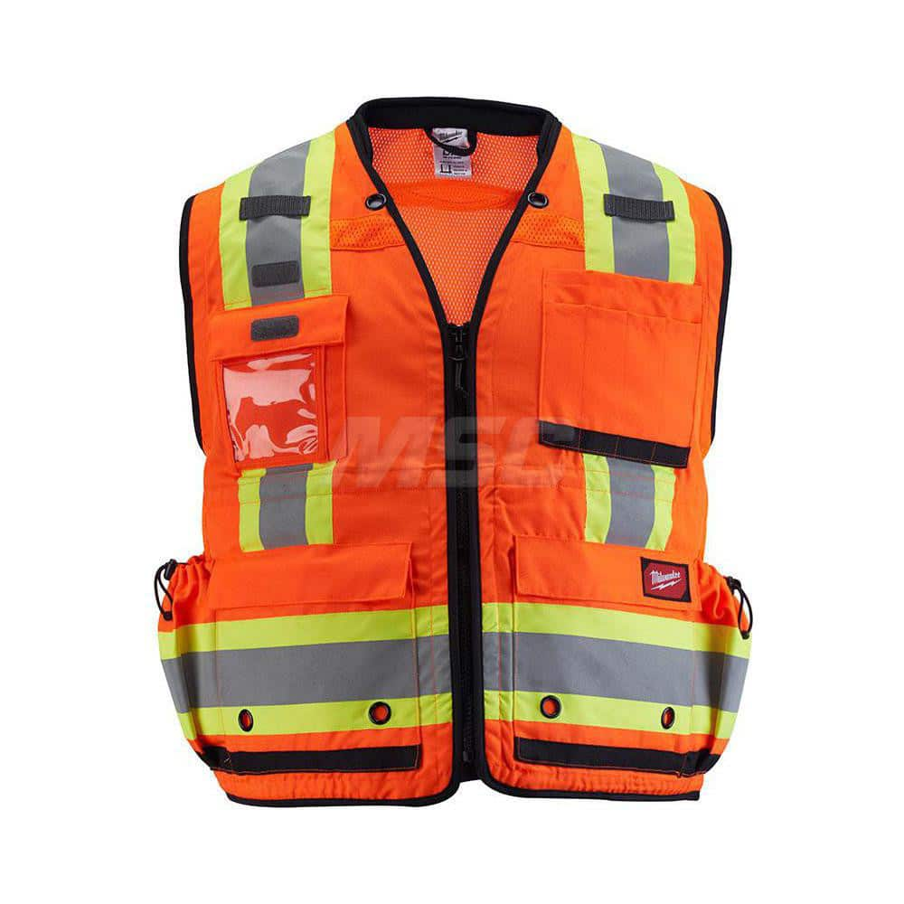 High Visibility Vest: 2X & 3X-Large Orange, Zipper Closure