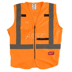 High Visibility Vest: Large & X-Large Orange, Zipper Closure