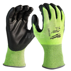 Cut, Puncture & Abrasive-Resistant Gloves: Size L, ANSI Cut A4, ANSI Puncture 0, Nitrile, Polyurethane High-Visibility Yellow, Palm & Fingers Coated, Polyester Lined, Polyurethane Back, Smooth Grip, ANSI Abrasion 0