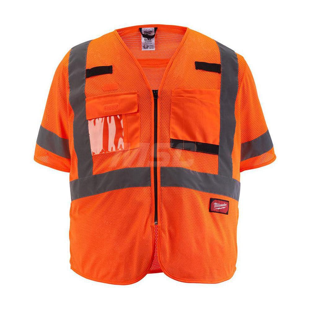 High Visibility Vest: Large & X-Large Orange, Zipper Closure
