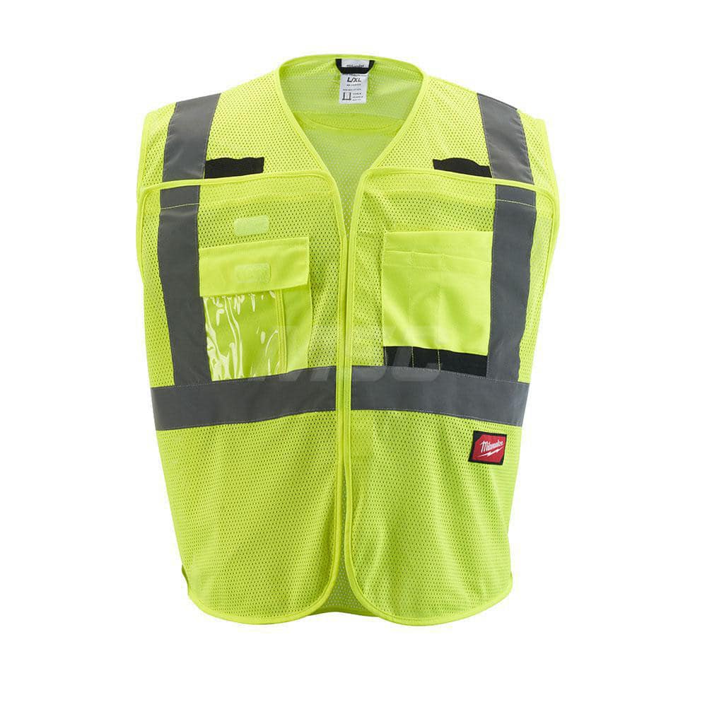 High Visibility Vest: 2X & 3X-Large Yellow, Snaps Closure