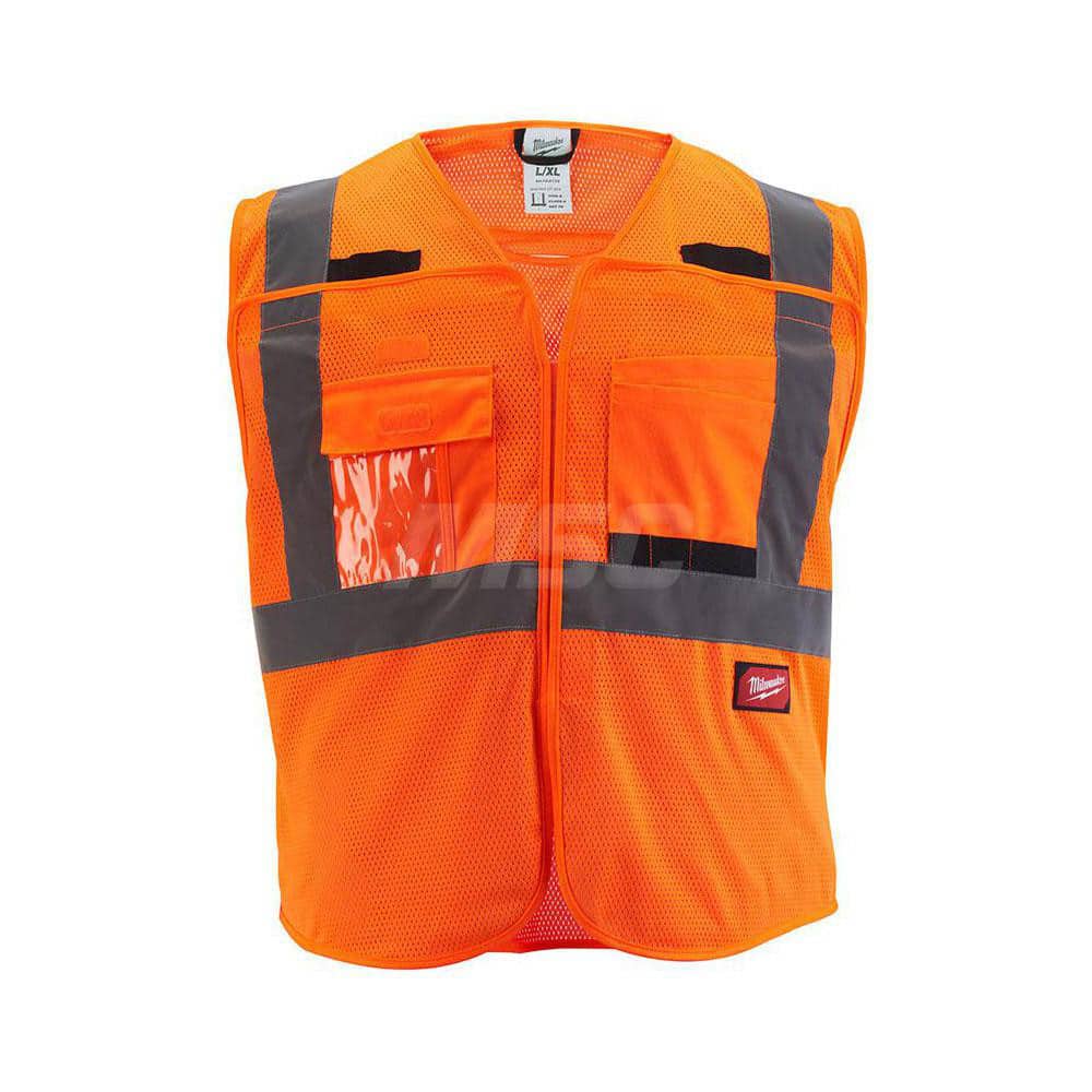 High Visibility Vest: Large & X-Large Orange, Snaps Closure