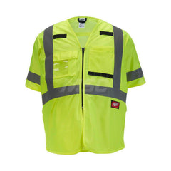 High Visibility Vest: 4X & 5X-Large Yellow, Zipper Closure