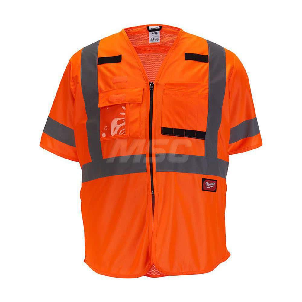 High Visibility Vest: 2X & 3X-Large Orange, Zipper Closure