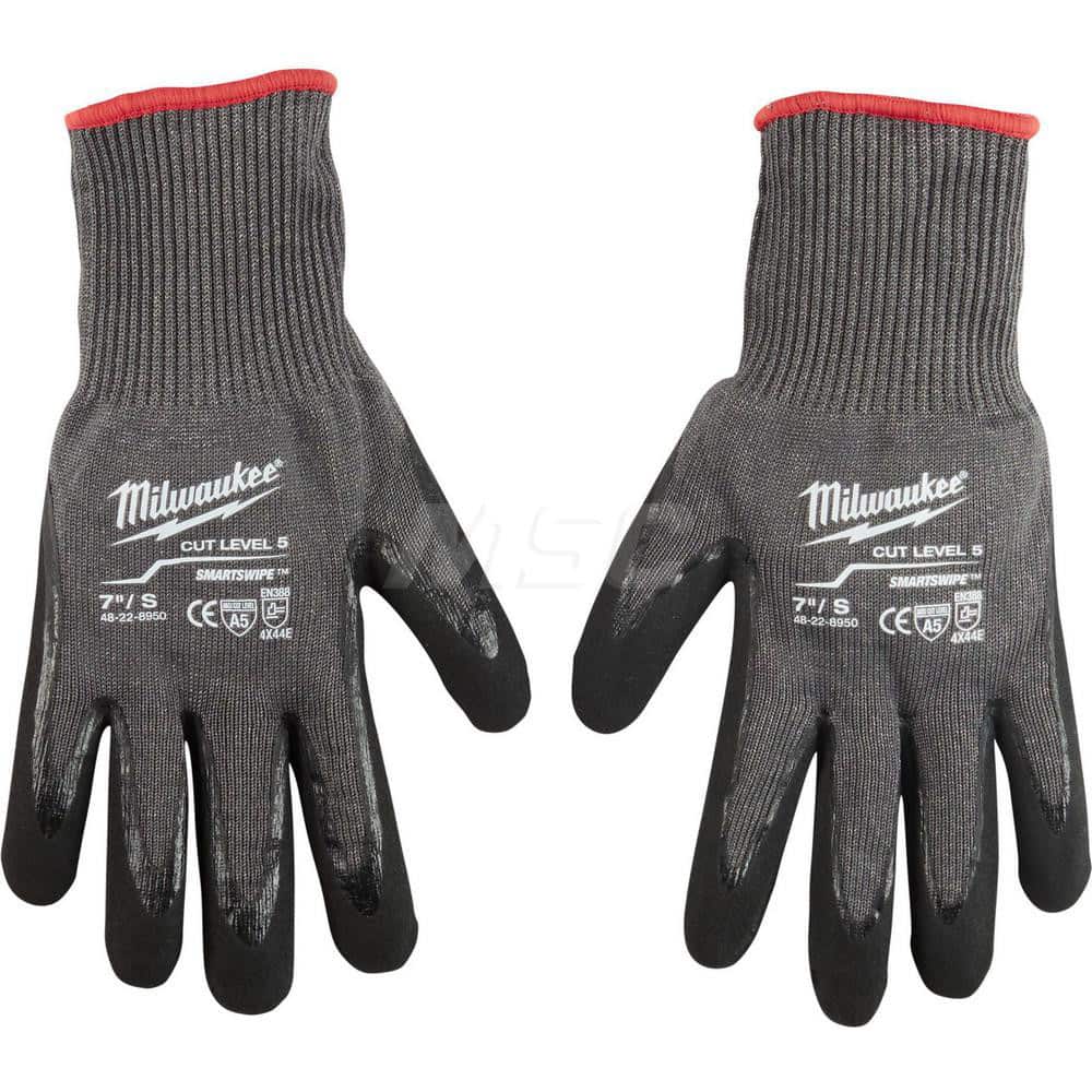 Cut, Puncture & Abrasive-Resistant Gloves: Size S, ANSI Cut A5, ANSI Puncture 0, Nitrile, Nylon Gray, Palm & Fingers Coated, Nitrile Lined, Nylon Back, Smooth Grip, ANSI Abrasion 0