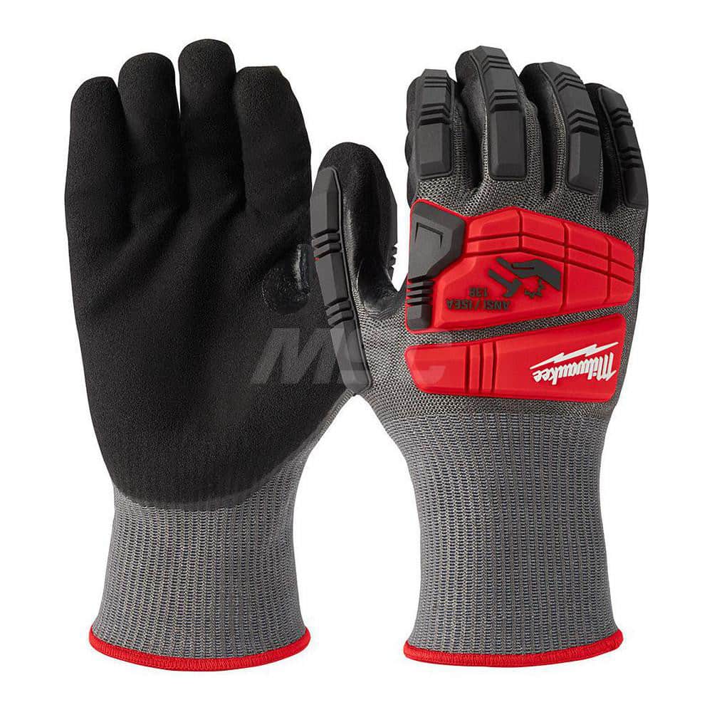 Cut, Puncture & Abrasive-Resistant Gloves: Size 2XL, ANSI Cut A5, ANSI Puncture 0, Nitrile, Nylon Red & Black, Palm & Fingers Coated, Nitrile Lined, Nylon Back, Smooth Grip, ANSI Abrasion 0