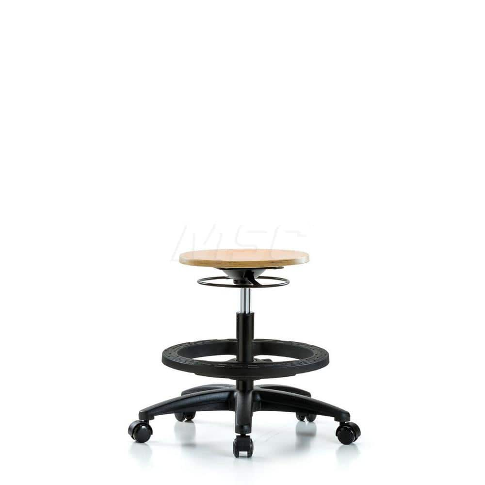 Adjustable Height Swivel Stool: Wood, 25″ Seat Width, 25″ Seat Depth Round Height