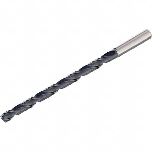 Extra Length Drill Bit: 0.2441″ Dia, 140 °, Solid Carbide TiAlN Finish, Spiral Flute, Straight-Cylindrical Shank