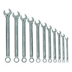 11 Pieces - Chrome - High Polished Wrench Set - 3 /8 - 1" - Exact Industrial Supply
