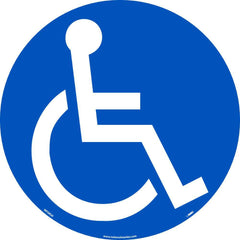 NMC - Adhesive Backed Floor Signs; Message Type: Restroom, Janitorial & Housekeeping ; Graphic Type: Handicap Symbol ; Message or Graphic: Graphic Only ; Legend: Wheelchair Symbol ; Color: Blue; White ; Special Color Properties: No Special Properties - Exact Industrial Supply