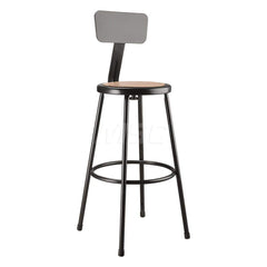 Stationary Stools; Type: Fixed Height Stool w/Adjustable Height Back; Base Type: Steel; Width (Inch): 14; Depth (Inch): 14; Seat Material: Hardboard; Color: Black; Seat Type: Round; Minimum Height: 43