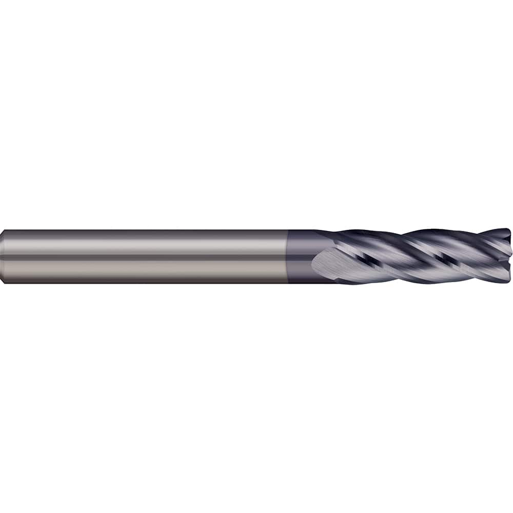 Corner Radius End Mill: 1/8″ Dia, 1/2″ LOC, 0.02″ Radius, 3 Flutes, Solid Carbide 1-1/2″ OAL, 1/8″ Shank Dia, 30 ° Helix, AlTiN Coated, Corner Radius End