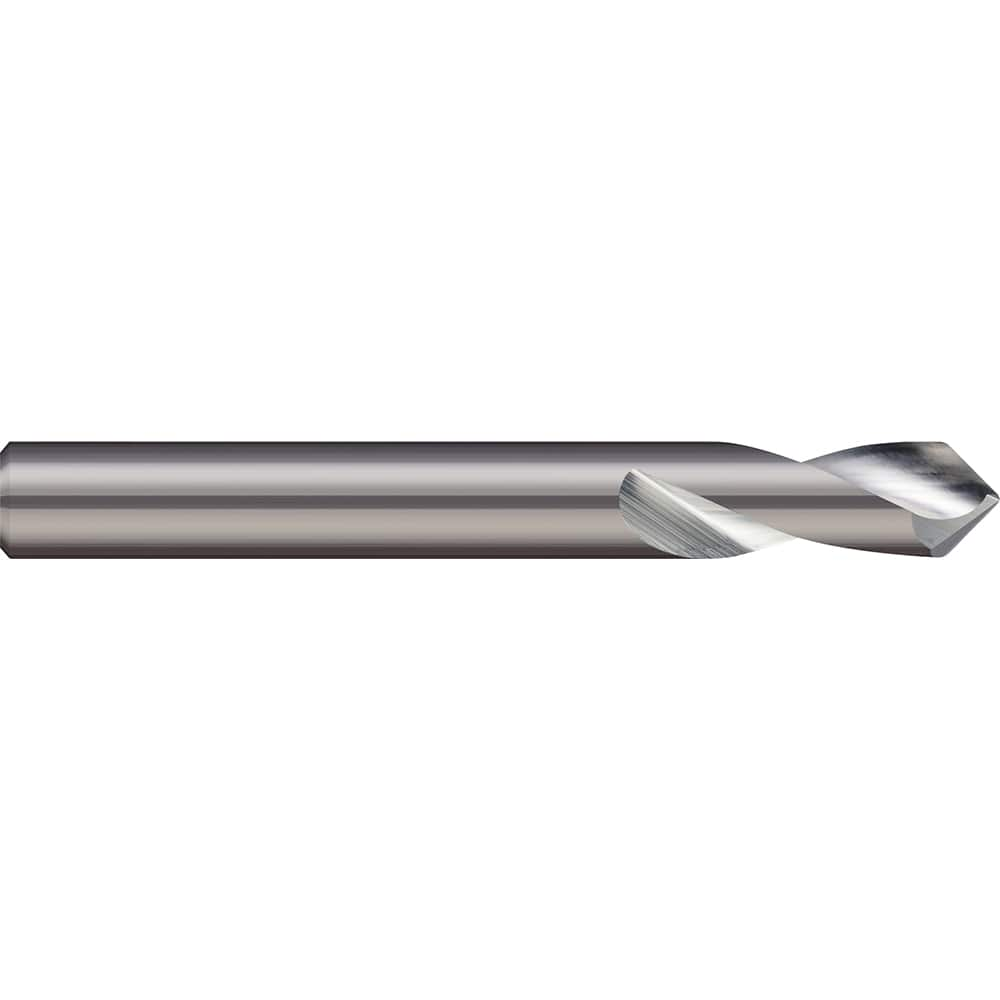 120° 1/4″ Diam 2-1/2″ OAL 2-Flute Solid Carbide Spotting Drill Bright/Uncoated, 3/4″ Flute Length, 1/4″ Shank Diam