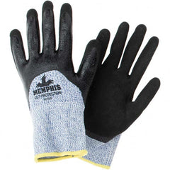 Cut, Puncture & Abrasive-Resistant Gloves: Size S, ANSI Cut A4, ANSI Puncture 2, Nitrile, Synthetic Black & Blue, Palm & Fingers Coated, Nitrile Dipped Grip, ANSI Abrasion 5