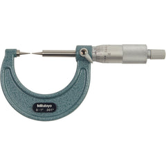 0-1″ Measuring Range-0.001″ Graduation - Ratchet Thimble - High Speed Steel Face - Point Micrometer - Exact Industrial Supply