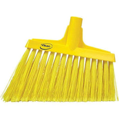 Vikan - 11-1/2" Wide, Yellow Polyester Bristles, Angled Broom - Flagged, Water Resistant - Exact Industrial Supply