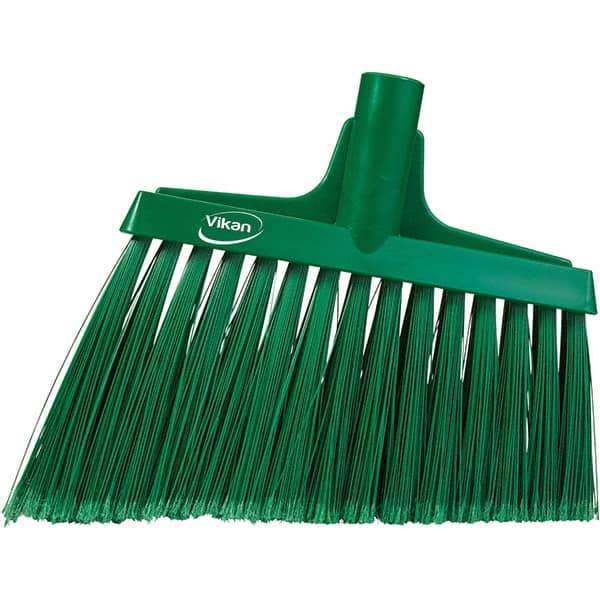 Vikan - 11-1/2" Wide, Green Polyester Bristles, Angled Broom - Flagged, Water Resistant - Exact Industrial Supply