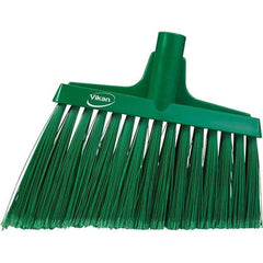 Vikan - 11-1/2" Wide, Green Polyester Bristles, Angled Broom - Flagged, Water Resistant - Exact Industrial Supply