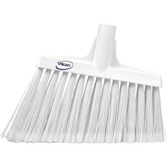 Vikan - 11-1/2" Wide, White Polyester Bristles, Angled Broom - Flagged, Water Resistant - Exact Industrial Supply
