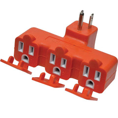 GoGreen Power - Electrical Outlet Adapters; Adapter Type: Wall Tap ; Amperage: 15 ; Voltage: 125 ; Number of Outlets: 3 ; Adapter Color: Orange ; Adapter Overall Length (Decimal Inch): 2-1/2 - Exact Industrial Supply