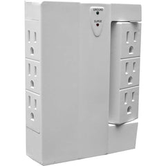 GoGreen Power - Electrical Outlet Adapters; Adapter Type: Wall Tap ; Amperage: 15 ; Voltage: 125 ; Number of Outlets: 6 ; Adapter Color: White ; Adapter Overall Length (Decimal Inch): 5.45 - Exact Industrial Supply