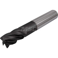 Corner Radius End Mill: 3/4″ Dia, 4-1/8″ LOC, 1/8″ Radius, 5 Flutes, Solid Carbide 7″ OAL, 3/4″ Shank Dia, 38 ° Helix, TiAlCN Coated, Corner Radius End, Centercutting, Series Flash Solid