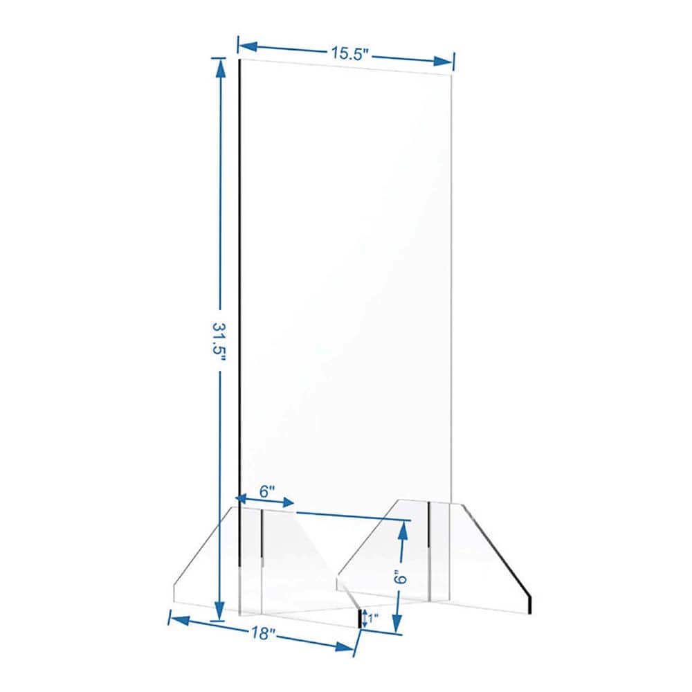 Ability One - Office Cubicle Partitions; Type: Protection Screen ; Width (Inch): 15.5 ; Height (Inch): 31.5 ; Color: Clear ; Material: Plastic ; Mount Type: Base Mount - Exact Industrial Supply