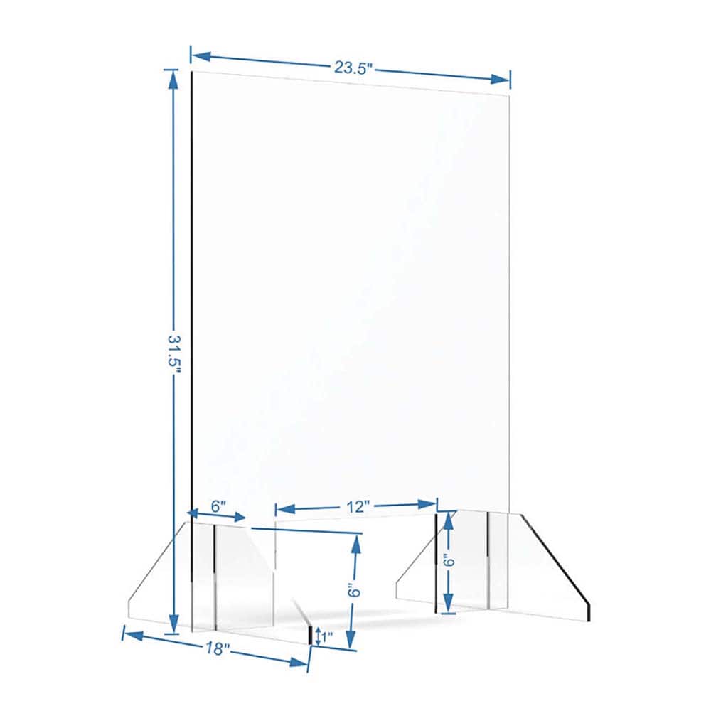 Ability One - Office Cubicle Partitions; Type: Protection Screen ; Width (Inch): 23.5 ; Height (Inch): 31.5 ; Color: Clear ; Material: Plastic ; Mount Type: Base Mount - Exact Industrial Supply