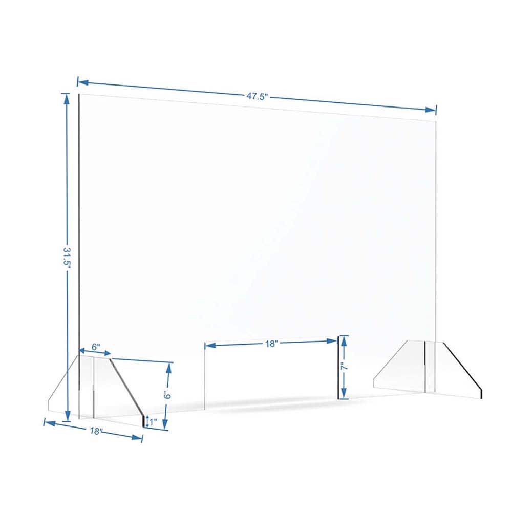 Ability One - Office Cubicle Partitions; Type: Protection Screen ; Width (Inch): 47.5 ; Height (Inch): 31.5 ; Color: Clear ; Material: Plastic ; Mount Type: Base Mount - Exact Industrial Supply