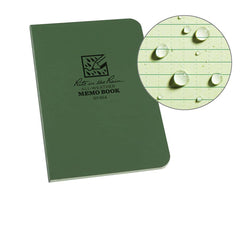 Rite in the Rain - Note Pads, Writing Pads & Notebooks; Writing Pads & Notebook Type: Notebook ; Size: 3-1/2 x 5 ; Number of Sheets: 56 ; Color: Green ; Additional Information: Weatherproof - Exact Industrial Supply