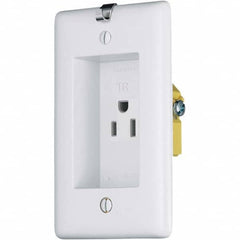 Hubbell Wiring Device-Kellems - 125V 15A NEMA 5-15R Residential Grade White Straight Blade Single Receptacle - Exact Industrial Supply